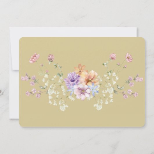 Modern wildflower spring wedding Dinner Invitation 招待状 (裏面)