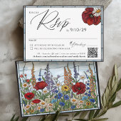 Modern Wildflower Stained Glass Floral Wedding 出欠カード