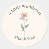 Modern Wildflower Watercolor Favor Sticker ラウンドシール (正面)