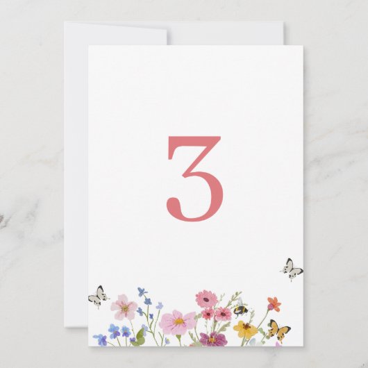 Modern Wildflower Young Wild Three 3rd Birthday 招待状 (裏面)