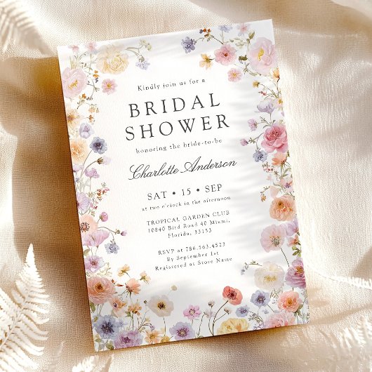Modern Wildflowers Bridal Shower 招待状