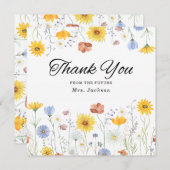 Modern wildflowers spring wedding サンキューカード (正面/裏面)