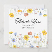 Modern wildflowers spring wedding サンキューカード (正面)