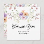 Modern wildflowers spring wedding サンキューカード (正面/裏面)