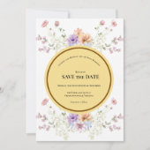 Modern wildflowers spring wedding セーブザデート (正面)