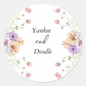 Modern wildflowers spring wedding ラウンドシール (正面)