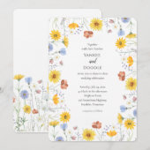 Modern wildflowers spring wedding 招待状 (正面/裏面)
