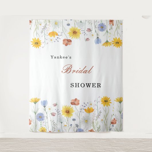 Modern wildflowers spring wedding Backdrop Decor タペストリー (正面)