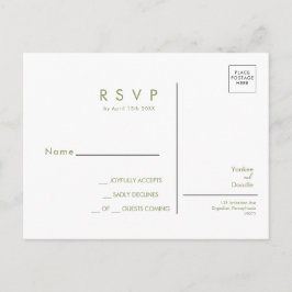 Modern wildflowers spring wedding RSVP Postcard ポストカード