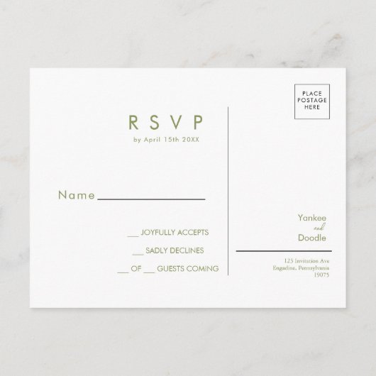 Modern wildflowers spring wedding RSVP Postcard ポストカード (裏面)