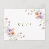 Modern wildflowers spring wedding RSVP Postcard ポストカード (正面)