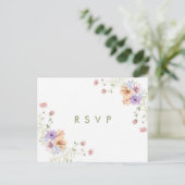 Modern wildflowers spring wedding RSVP Postcard ポストカード (スタンド正面)