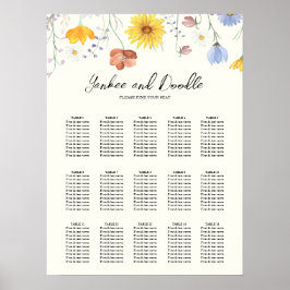 Modern wildflowers spring wedding  Seating Chart ポスター