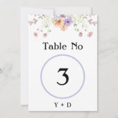 Modern wildflowers spring wedding Table Number  招待状 (正面)