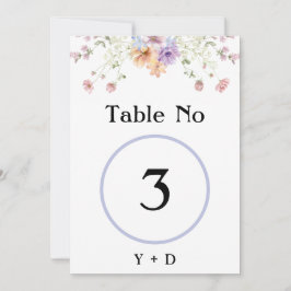 Modern wildflowers spring wedding Table Number  招待状
