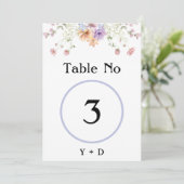 Modern wildflowers spring wedding Table Number  招待状 (スタンド正面)