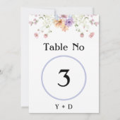 Modern wildflowers spring wedding Table Number  招待状 (裏面)