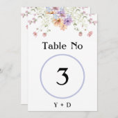 Modern wildflowers spring wedding Table Number  招待状 (正面/裏面)