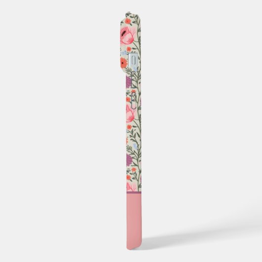 Modern Wildflowers with Name iPhoneケース (左側面)