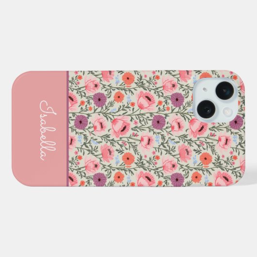 Modern Wildflowers with Name iPhoneケース (裏面横)