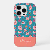 Modern Wildflowers with Name iPhoneケース (裏面)