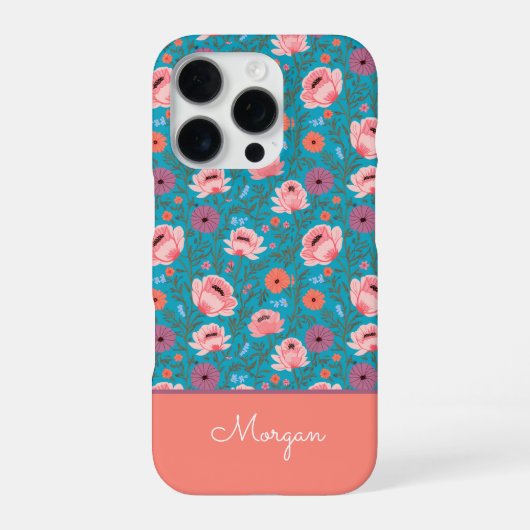 Modern Wildflowers with Name iPhoneケース (裏面)