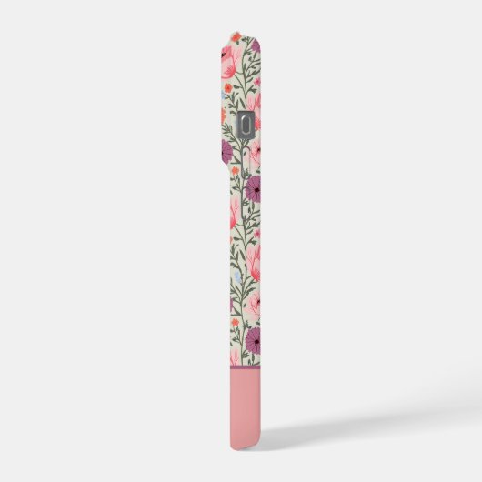 Modern Wildflowers with Name iPhoneケース (左側面)