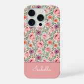 Modern Wildflowers with Name iPhoneケース (裏面)