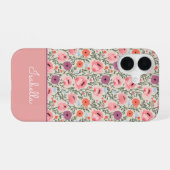 Modern Wildflowers with Name iPhone 16ケース (裏面横)