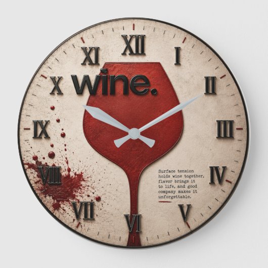 Modern Wine Glass Minimalist ラージ壁時計 (正面)
