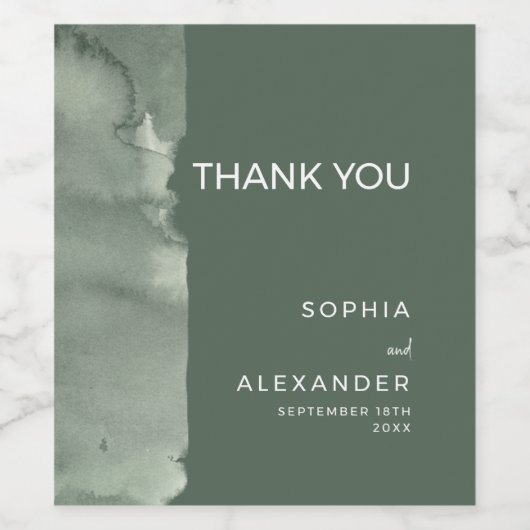 Modern Wine Label Watercolor Wedding. ワインラベル (シングルラベル)