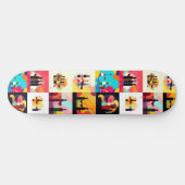 Modern Wine Set Silhouette Collage – Bold Colorful スケートボード (横)