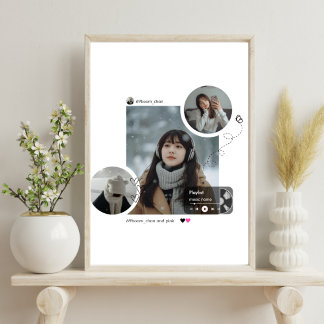 Modern Winter Aesthetic Minimalist Photo Collage ポスター