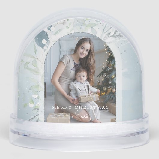 Modern Winter Botanical Arch Photo Snow Globe (正面)