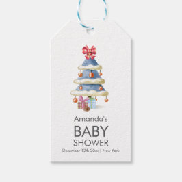 Modern Winter Bow Christmas Tree Baby Shower  ギフトタグ