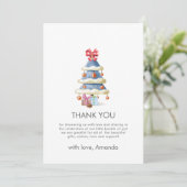 Modern Winter Bow Christmas Tree Baby Shower  サンキューカード (スタンド正面)