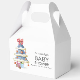 Modern Winter Bow Christmas Tree Baby Shower  フェイバーボックス