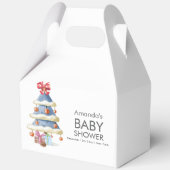Modern Winter Bow Christmas Tree Baby Shower  フェイバーボックス (裏面)