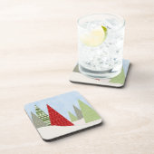 Modern Winter Christmas Trees Art コースター (右側)