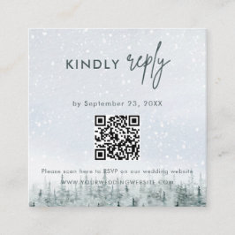 Modern Winter Forest Wedding RSVP Card エンクロージャーカード