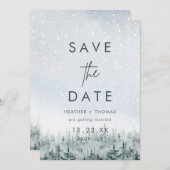 Modern Winter Forest Wedding Save the Date (正面/裏面)