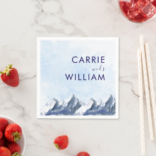 Modern Winter Mountain Pattern Wedding スタンダードカクテルナプキン (インサイチュ)