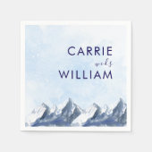 Modern Winter Mountain Pattern Wedding スタンダードカクテルナプキン (正面)