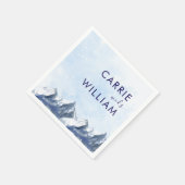 Modern Winter Mountain Pattern Wedding スタンダードカクテルナプキン (角)