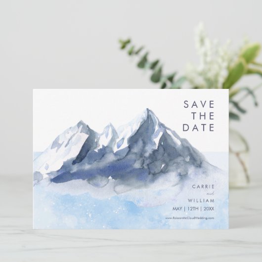 Modern Winter Mountain Pattern Wedding セーブザデート (スタンド正面)
