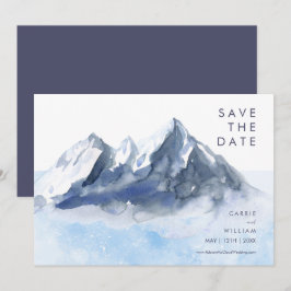 Modern Winter Mountain Pattern Wedding セーブザデート