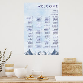 Modern Winter Mountain Pattern Wedding ポスター