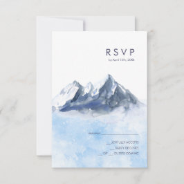 Modern Winter Mountain Pattern Wedding 出欠カード