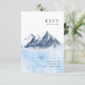 Modern Winter Mountain Pattern Wedding 出欠カード (スタンド正面)
