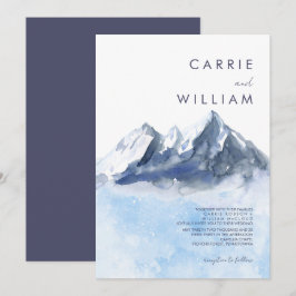 Modern Winter Mountain Pattern Wedding 招待状